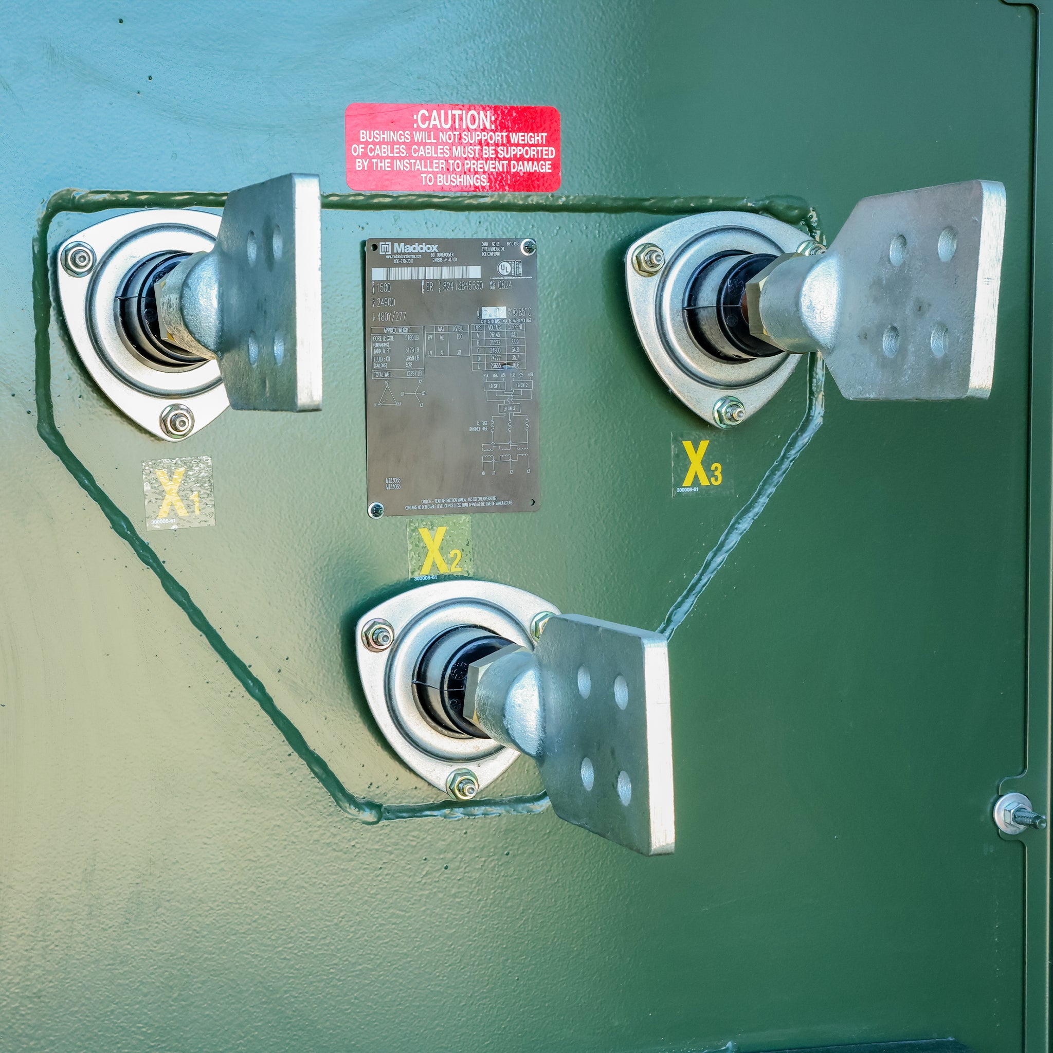 Secondary Bushings on a 2000 kVA Padmount Transformer