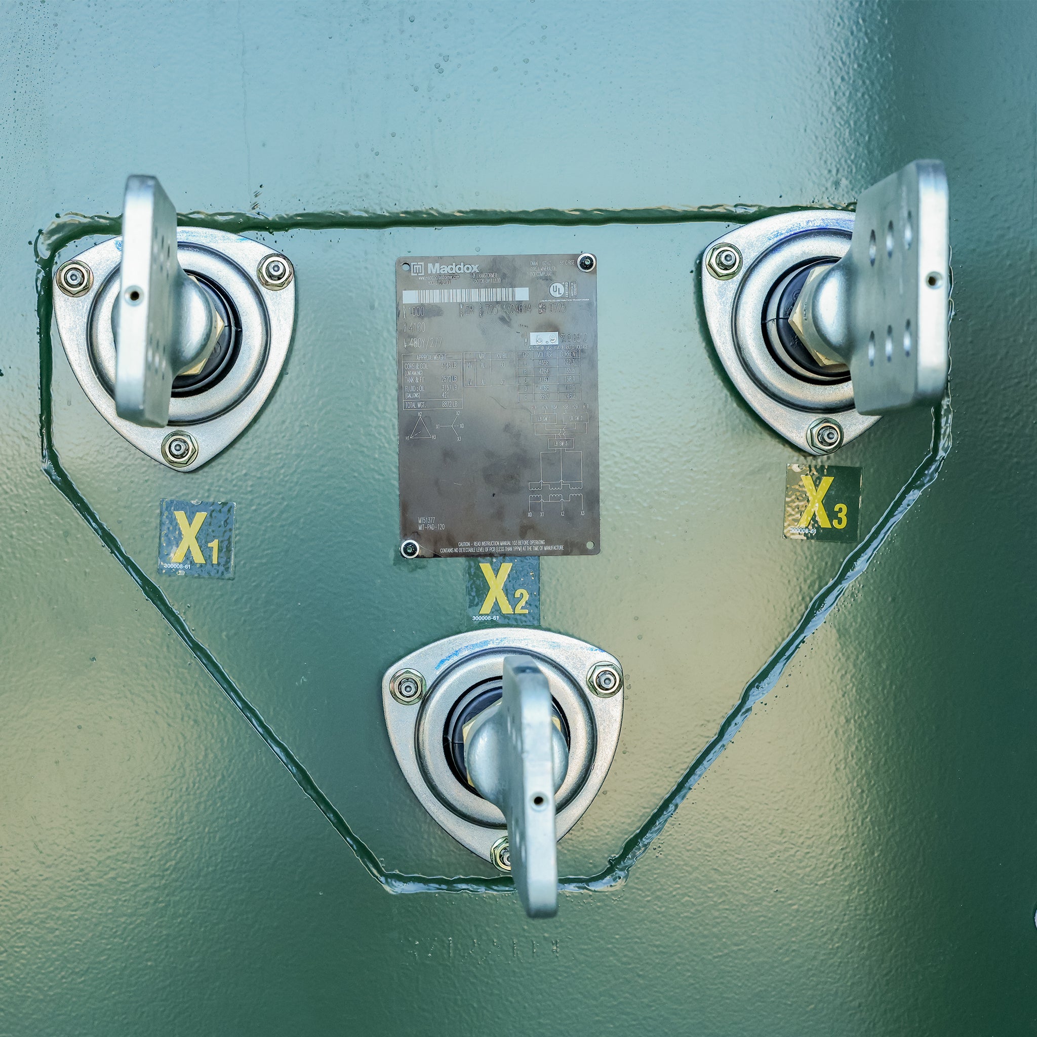 Secondary Bushings on a 750 kVA Maddox Padmount Transformer