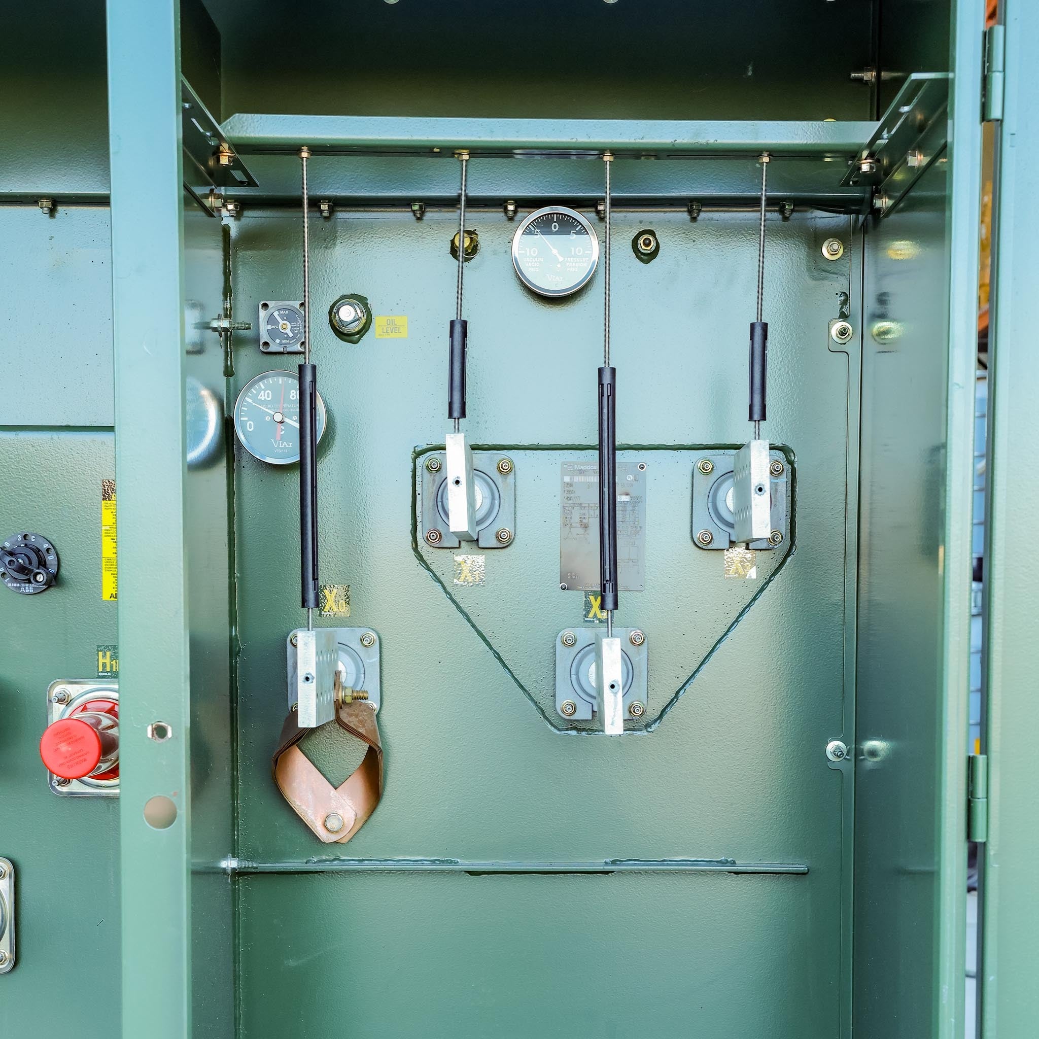 Secondary bushings on a 2500 kVA Maddox padmount transformer