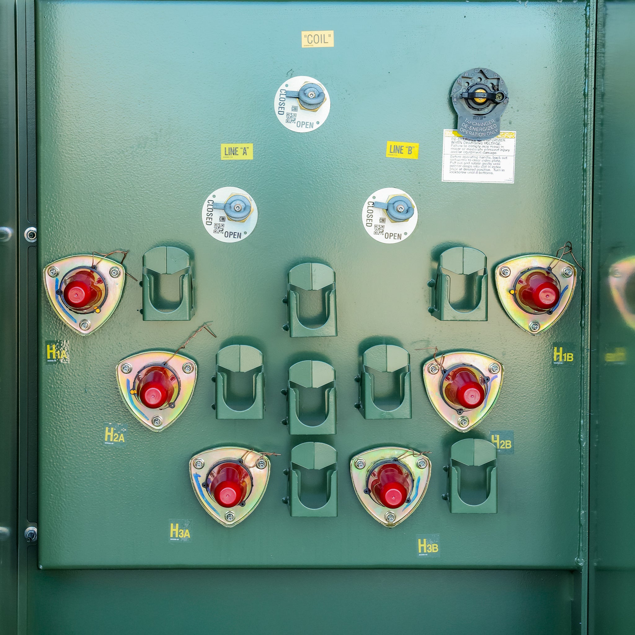 Primary Bushings on a 1000 kVA Maddox Padmount Transformer