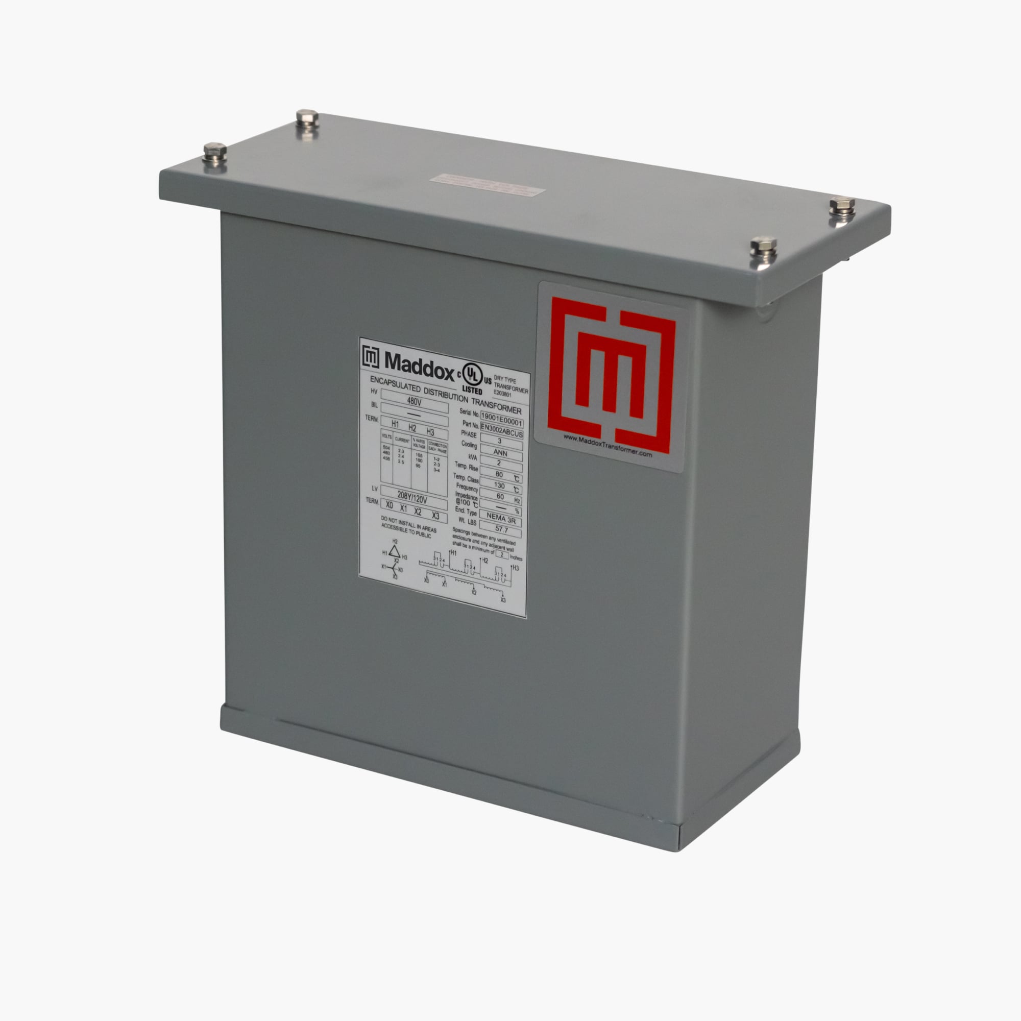 3-Phase 480 Pri 208Y/120 Sec Encapsulated Transformer